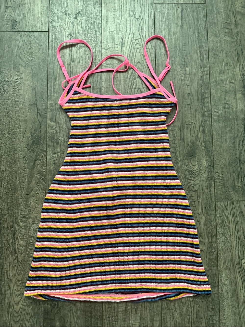 triangl swimwear Multicolor Striped Knit Top with Pink Trim